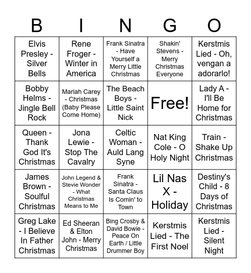 Christmas Bingo Card