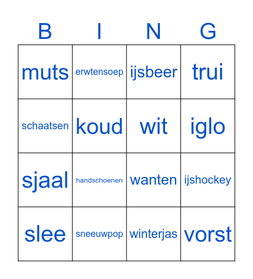 Winterpret Bingo Card