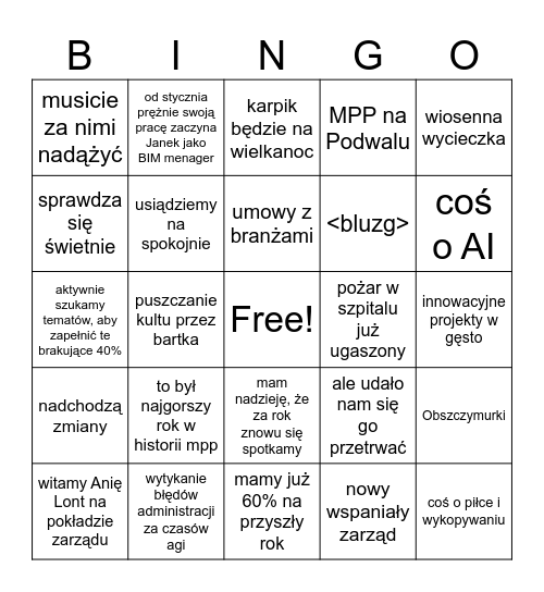 MPP 2025 - La Wigilia Bingo Card