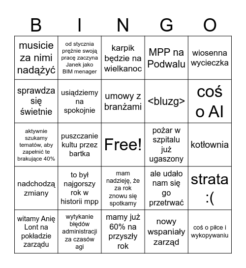 MPP 2025 - La Wigilia Bingo Card