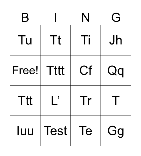 Untitled Bingo Card