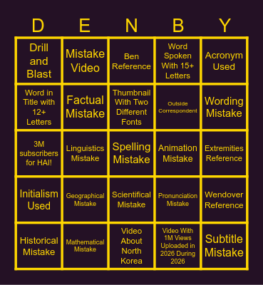 Half as Interesting 2026 Bingo Card