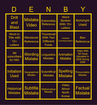 Half as Interesting 2026 Bingo Card