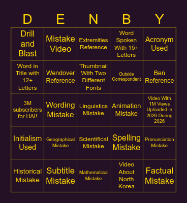 Half as Interesting Round 1 Bingo Card