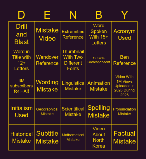 Half as Interesting Round 1 Bingo Card