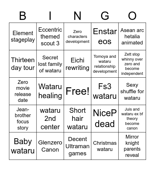 Shami 2026 bingo Card