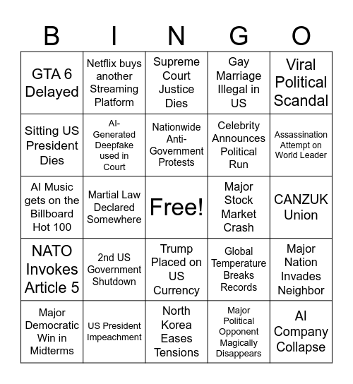 2026 Bingo Card