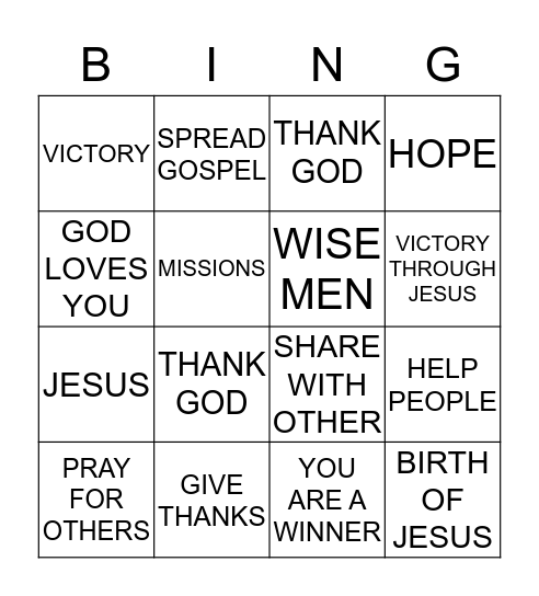 YOU ARE A WINNER Bingo Card