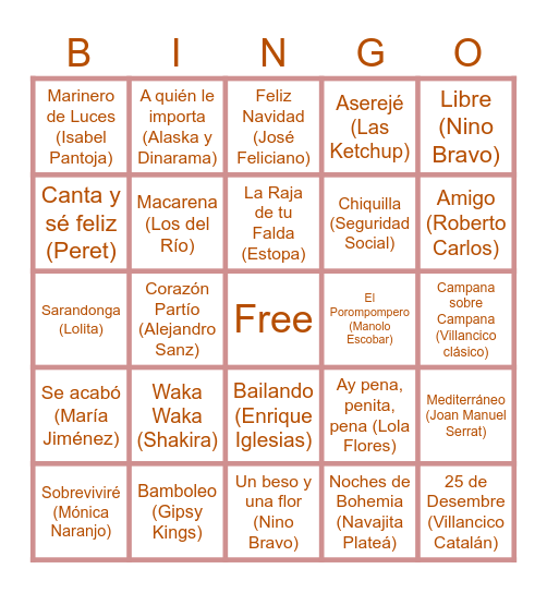 NOCHEBUENA 2025 Bingo Card