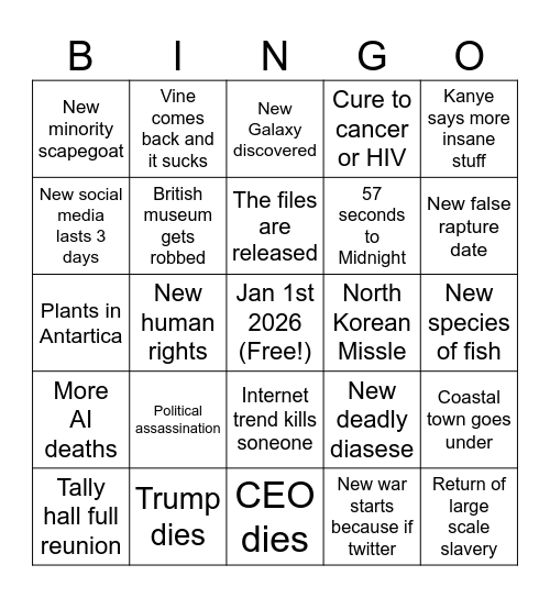 2026 bingo Card