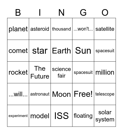 Space Bingo Card