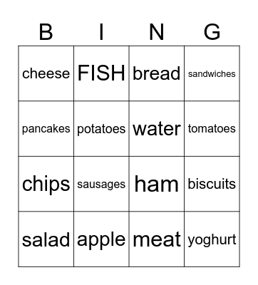 food Bingo Card