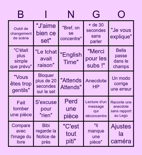 Lego Live Twitch Bingo Card