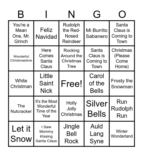 Holiday Bingo Card