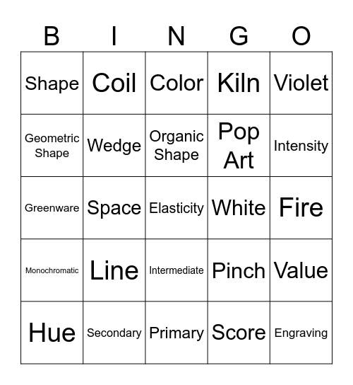 Art 1 Mid Term Review Bingo Card