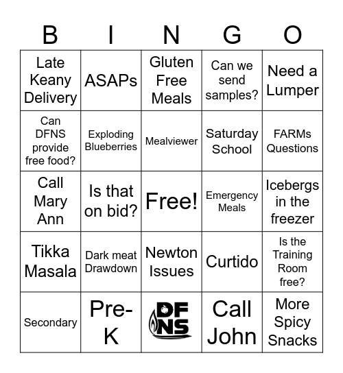 DFNS Bingo Card