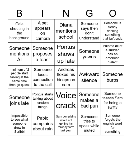 GRC Bingo Card
