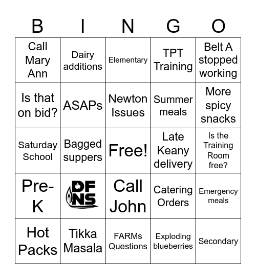 DFNS Bingo Card