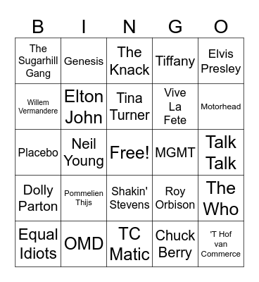 Muziek Bingo! Bingo Card