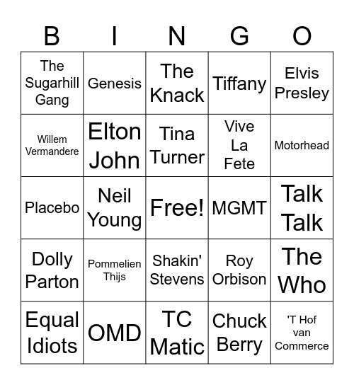 Muziek Bingo! Bingo Card