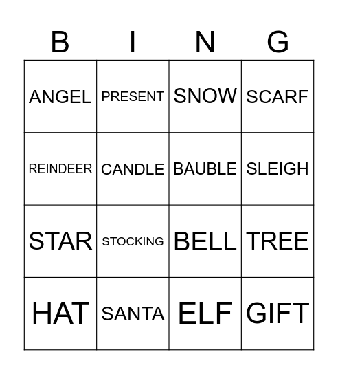 Christmas Bingo Card