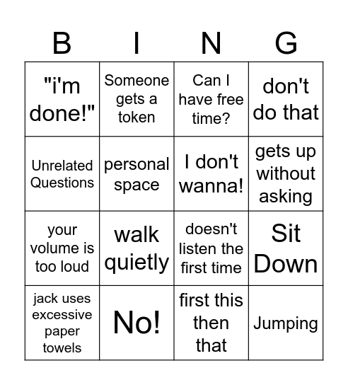 Classroom Bingo Card