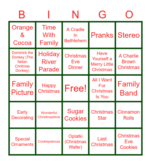 Holiday BINGO Card