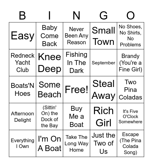 I'm On A Boat Bingo Card