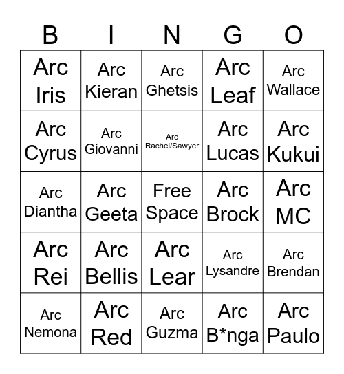Arc Suit Bingo [Pokemon Master EX] Bingo Card