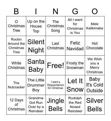 Christmas Music Bingo Card