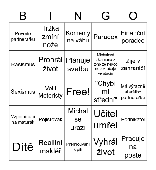 Slučák Bingo Card