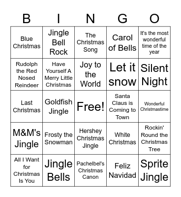 Christmas Jingles Bingo Card
