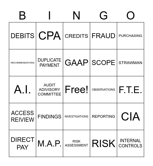 INTERNAL AUDIT B-I-N-G-O Bingo Card
