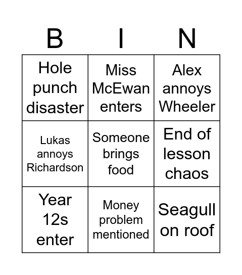 GCSE History Bingo Card