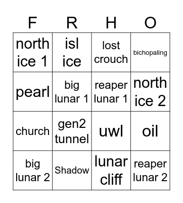 Frho Plays Bingo Card