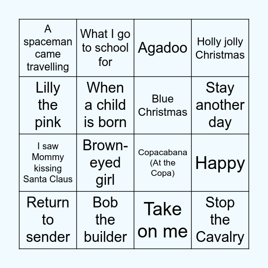 Musical Bingo - Round 2 Bingo Card