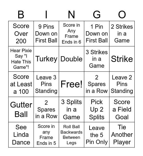 SPARETTES BINGO!!! Bingo Card