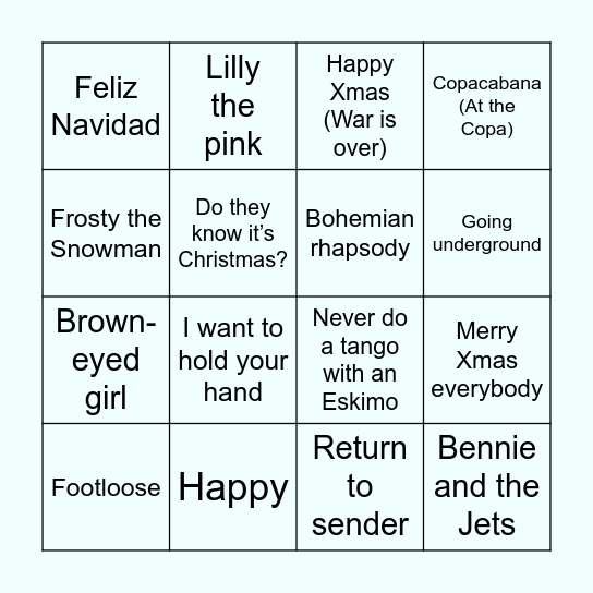 Musical Bingo - Round 2 Bingo Card