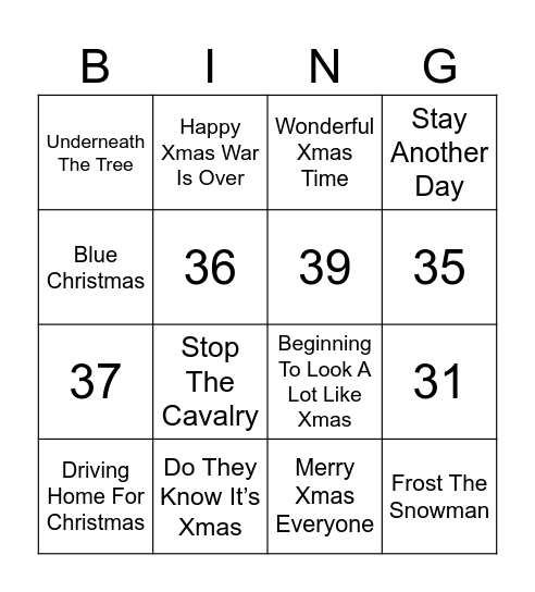 Christmas Bingo Card