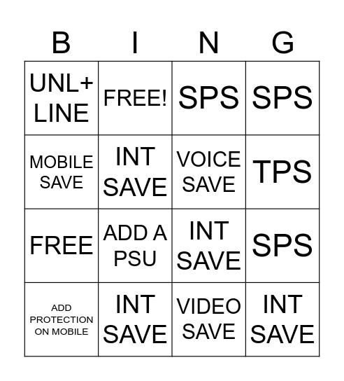 BINGO Card