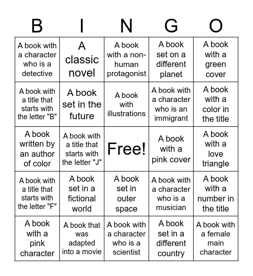 Bookish Bingo Card