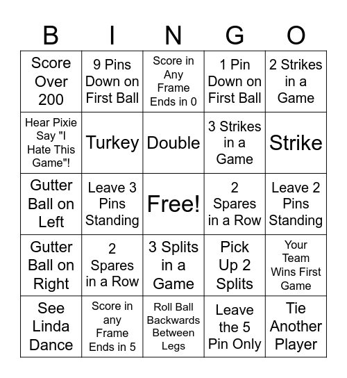SPARETTES BINGO!!! Bingo Card