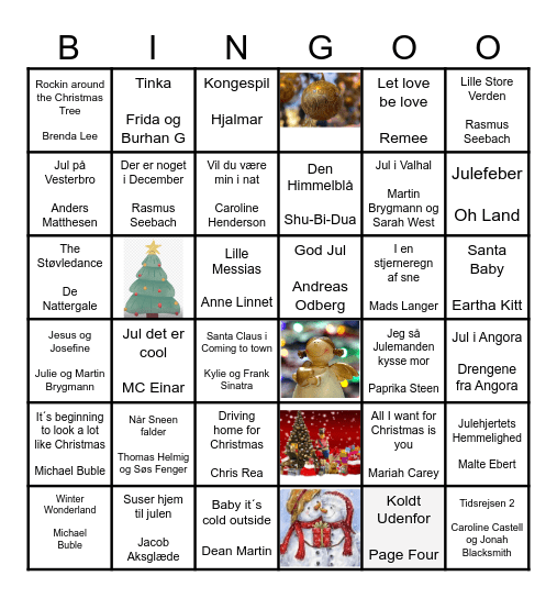 Julemusik Bingo Card