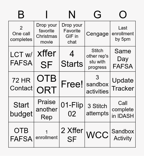Let's Get it Bingo Card