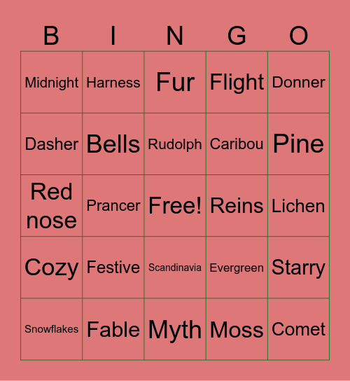 Reindeer Games Bingo Card