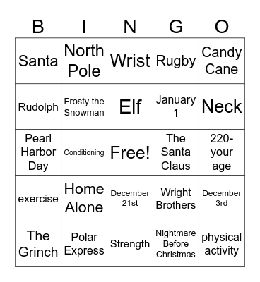 Christmas BINGO Card