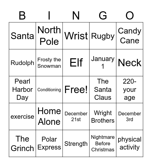Christmas BINGO Card