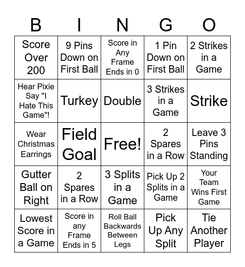 SPARETTES BINGO!!! Bingo Card