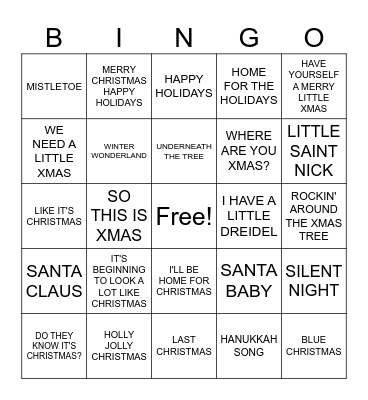 Winter Wonderland Bingo Card