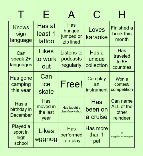 FIND THAT COLLEAGUE! Bingo Card